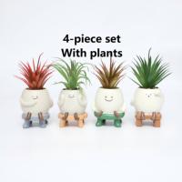 Emballage de coquille d'oeuf Roogo Cartoon Rôle Relaxant Vie Joyeuse Humeur Adorable Nouveau Style Simple Design Chaise Pot avec Plantes Résine