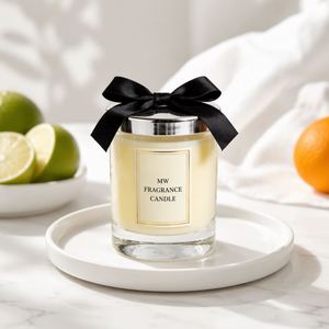 Bougie parfumée en verre élégante MW avec ruban noir pour la décoration de la maison - Product Image 1