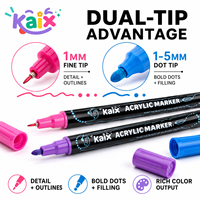 Marqueurs d'art double embout KAIX, 12 couleurs, encre acrylique superposable à séchage rapide, ensemble de marqueurs à marque privée pour le dessin sur toile
