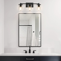 Appliques murales modernes ETL en fer noir, luminaire d'intérieur à 4 têtes pour salle de bain avec abat-jour en verre