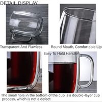 Verres à double paroi de 12 oz, 350 ml, 500 ml, verres à boire en verre, tasses à café, mugs à latte, mugs à café en verre transparent pour boissons chaudes