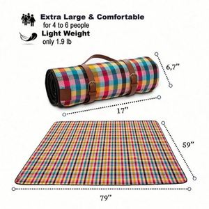 Manta de Picnic Impermeable Personalizada de 3 Capas, Ligera y Portátil, con Estampado a Cuadros de Esponja Acrílica, Tapete para Acampar y Hacer Senderismo - Product Image 2
