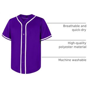 Babyhealthy Mens <b>Baseball</b> Jersey Button Down Plain Sports Tee Breathable Active Wear - Product Image 4