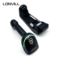 LONVILL Scanner de codes-barres sans fil 2,4 G longue portée 100 m, scanner de codes 1D 2D DPM industriel portable avec station de charge