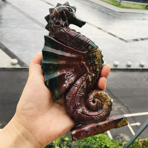 Nouveauté cristal naturel océan jaspe hippocampe unique sculpture cristal mousse agate grand hippocampe pour la décoration - Product Image 6