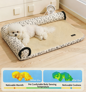 Cuscino Rinfrescante a L per Cani e Gatti, Personalizzabile OEM, Lavabile, Floreale <span class=keywords><strong>Francese</strong></span>, con Cuscino Rimovibile, Antiscivolo, in Rattan, per l'Estate - Product Image 3