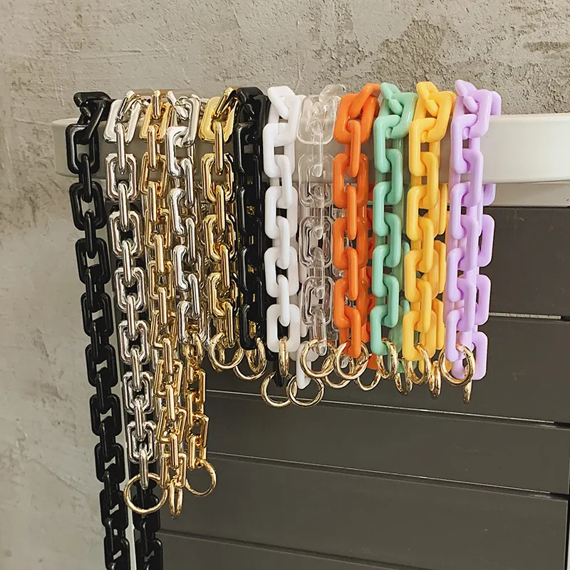 Bohemia Casual Geometric Resin Chain Multicolor Round Shape Chunky Acrylic Long Link Chain Bag Accessories For Handbags Handle