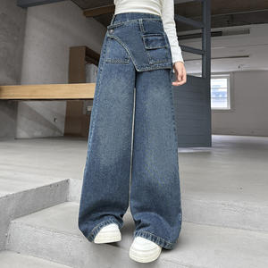 Design moderno autunno primavera pantaloni in Denim per bambini pantaloni dritti per ragazze adolescenti Jeans Casual - Product Image 6