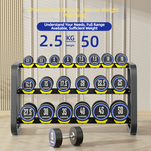 Ensemble d'haltères en caoutchouc de haute qualité, sans odeur, à poids fixe, haltères ronds pour la <span class=keywords><strong>musculation</strong></span> à domicile - Product Image 5
