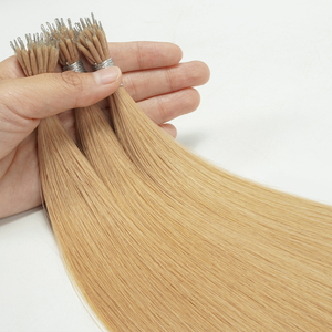 Extensions de cheveux en kératine à anneaux nano en gros, double trame, 100% cheveux vierges Remy, cheveux humains chinois # Blonde champagne 18 - Product Image 1