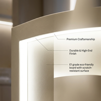 Comptoir de réception moderne et compact avec éclairage LED, comptoir de caisse incurvé peu encombrant pour salon de beauté et studio clinique