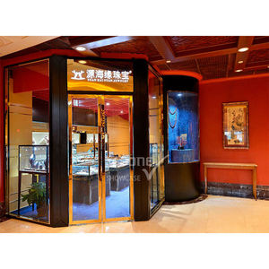 Solution complète pour magasin de bijoux de luxe : vitrine en verre or et noir avec éclairage LED - Product Image 2