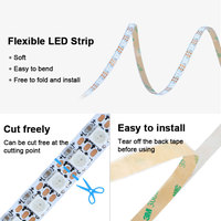 Moto DC5V 144 LED 7MM PCB WS2812B Flexible Étanche RGBIC LED Bande Lumière pour Motos Décor