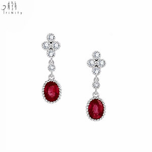 Últimos Productos: Pendientes de Rubí Rojo Intenso, Joyería de Oro Blanco Sólido de 18K, Gema de Rubí con Corte Ovalado, Diamante Natural para Uso Diario de Chicas - Product Image 1