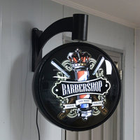 Panneau lumineux LED pour salon de coiffure, logo 3D avec design circulaire, affichage publicitaire décoratif extérieur pour éclairage mural