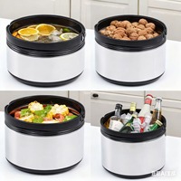 Lot de 3 pots isothermes colorés en acier inoxydable 2,5-5-8L avec poignée, seau isotherme, double boîte à lunch, couvercles à rabat pour cuisine et camping
