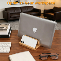 Support Vertical en Bambou pour Ordinateur Portable, Vente en Gros Usine, Station d'Accueil Multi-Emplacements en Bois pour Ordinateurs Portables, Tablettes et Téléphones
