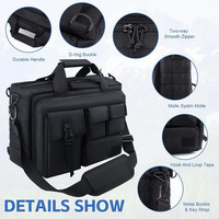 Sac à main pour homme de grande capacité, imperméable, multi-poches, avec poignée et bandoulière amovible