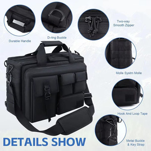 Sac à main pour <span class=keywords><strong>homme</strong></span> de grande capacité, imperméable, multi-poches, avec poignée et bandoulière amovible - Product Image 4