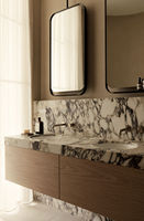 Lavabo double en marbre Calacatta Viola pour salle de bain, lavabo en marbre pour salle d'eau, grand lavabo mural, vasque suspendue