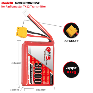 GNB GAONENG 2S 3000MAH 7.4V 5C 10C XT60 คอนเนคเตอร์ RC แบตเตอรี่ลิโปสำหรับเครื่องส่งสัญญาณเรดิโอมาสเตอร์ TX12 - Product Image 3