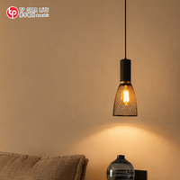 Lampe suspendue industrielle moderne, ampoule LED E27, abat-jour en maille, chandelier en ciment noir, fer noir, ciment, diverses options d'installation pour projets