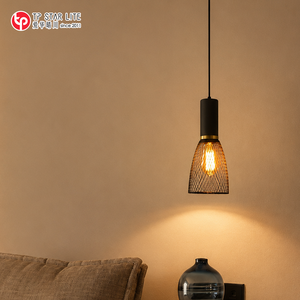 Lámpara Colgante Industrial Moderna con Bombilla LED E27, Pantalla de Malla, Lámpara de <span class=keywords><strong>Cemento</strong></span> Negra, Hierro Negro, <span class=keywords><strong>Cemento</strong></span>, Varios Usos para Instalación en Proyectos - Product Image 3