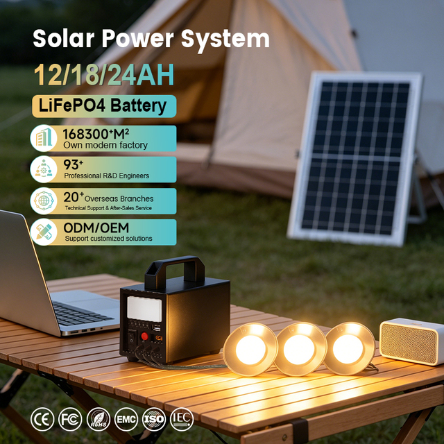 Portable Kit LiFePO4 Battery External Battery Pure Sine Wave Inverter MPPT Controller 20W/40W/60W Home Solar Station Solar Panel