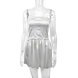 Vestido Corto Elegante de Satén con Cintura Ajustada, Estilo Tubo, con Estampado Floral, Corte Entallado, Estilo Socialité - Product Image 4