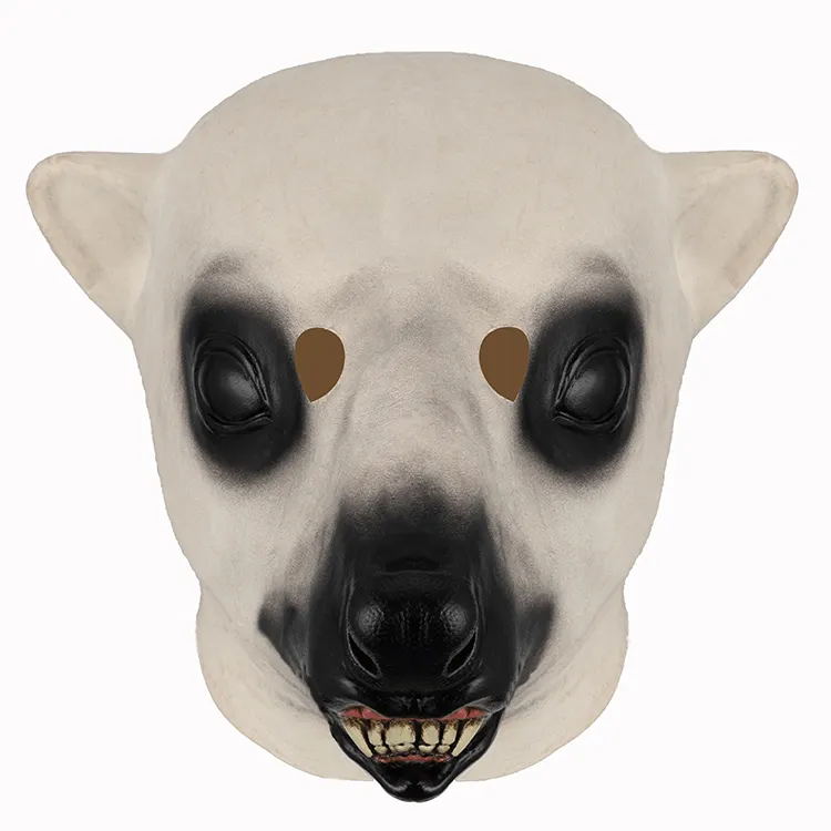 Disesuaikan wajah penuh plastik lembut kostum Halloween beruang kutub masker kepala Diy topeng Halloween lateks hewan setengah masker