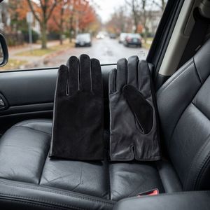 Guantes para Hombre de Color Sólido, Guantes de Cuero de Doble Cara, Estilo Clásico de Negocios, Guantes Cálidos de Invierno para Exteriores con Logotipo Personalizado - Product Image 1