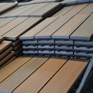 Outdoor 30*30cm Wood-Plastic Composite Decking Tiles DIY Interlocking Garden Teak <strong>Deck</strong> Waterproof and Antislip - Product Image 2