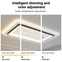 Ventilateur de plafond moderne 50W/58W/96W*2 à montage en surface, moteur DC 220V, 6 vitesses, pour chambre et salle à manger, avec lumière LED et télécommande