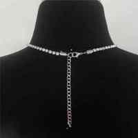 Chaîne Tennis en Cristal Complet Couleur Argent Collier Croix Minuscule Bijoux Collier Pendentif Croix en Pierre de Strass Complet