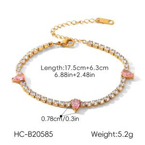 สร้อยข้อมือสแตนเลสสตีลชุบทอง 18K ประดับเพชรซิร์คอน ไม่ลอก ไม่ดำ เงางาม สำหรับผู้หญิง - Product Image 6