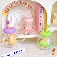 Tasse en verre borosilicate de style coréen pour fille, avec paille, couvercle et filtre, résistante à la chaleur pour infuser le thé, idéale pour le bureau, avec poignée