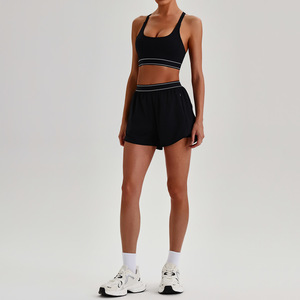 Ensemble <span class=keywords><strong>de</strong></span> yoga et fitness 2 pièces pour <span class=keywords><strong>femme</strong></span> : Soutien-gorge <span class=keywords><strong>de</strong></span> <span class=keywords><strong>sport</strong></span> à bretelles réglables et short <span class=keywords><strong>de</strong></span> course taille haute – <span class=keywords><strong>Tenue</strong></span> d'entraînement et survêtement - Product Image 2