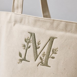 Sac fourre-tout en toile personnalisé avec initiales brodées, cadeau monogramme personnalisé, 15x16 pouces, ouverture supérieure, OEM - Product Image 4