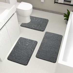3 in 1 Large Memory Foam Bath <b>Mat</b> <b>Set</b> Soft Absorbent Washable Non Slip Bath <b>Mat</b> for <b>Bathroom</b> - Product Image 1