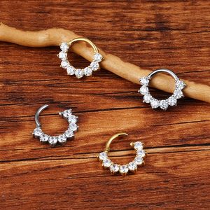 Astm astm f136 d şekilli piercing de titanio 14k altın clicker opal altın burun yüzük at ayakkabı septum titanyum piercing takı - Product Image 6