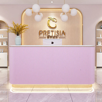 Salon Boutique Caissier Simple Petit Comptoir Personnalisé Lumière Luxe Salon de Beauté Réception Moderne