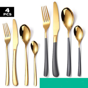 Luxury Provide Logo Ensemble de couverts en acier inoxydable 4 pièces Fourchettes et couteaux de couleur éblouissante - Product Image 3