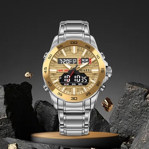 Montre chronographe analogique-numérique SMAEL 6076, étanche, lumineuse, avec alarme, boîtier/cadran en alliage et bracelet en acier inoxydable - Product Image 2