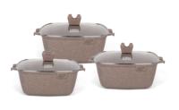 Ensemble de 6 ustensiles de cuisine en aluminium de haute qualité, revêtement antiadhésif durable, couvercle en verre, fond à induction, design minimaliste, article unique