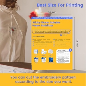 24 Pezzi di Carta Stabilizzatrice Idrosolubile per Ricamo 8.5x11 Pollici, Carta Stampabile per Disegnare o Stampare Motivi - Product Image 2