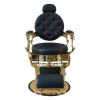 Chaise de barbier vintage noir et or antique Équipement de barbier de luxe Chaises de barbier avec appui-tête