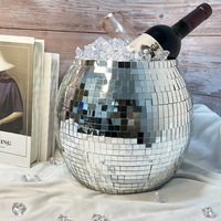 Boule disco en verre miroir, pot de fleurs, décoration de fête, seau à glace rond, décoration disco pour la maison