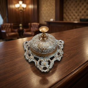 Campana de Recepción de Latón Dorado, Campana de Llamada Ornamentada para Hotel, Restaurante, Spa y Recepción, Decorativa, Vintage, para Oficina - Product Image 1