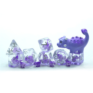 Juego de dados poliédricos Dnd personalizados profesionales, 7 Uds., dados digitales de resina arcoíris 4d 6d 8d 10d 12d 20d, dinosaurio bonito para juego DND - Product Image 5