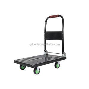 Chariot à plateforme en acier robuste de 880 lb, grande capacité de charge, chariot pliable avec roues solides, frein à verrouillage total, chariot à plateau plat - Product Image 6